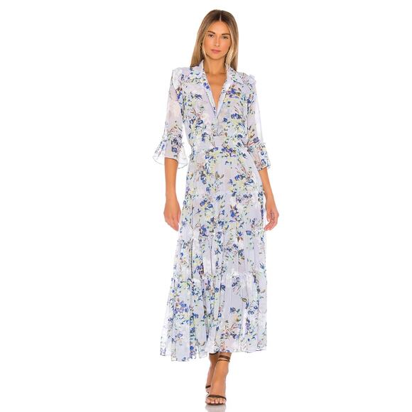 MISA LA XS Pamelina purple Floral Maxi Dress
